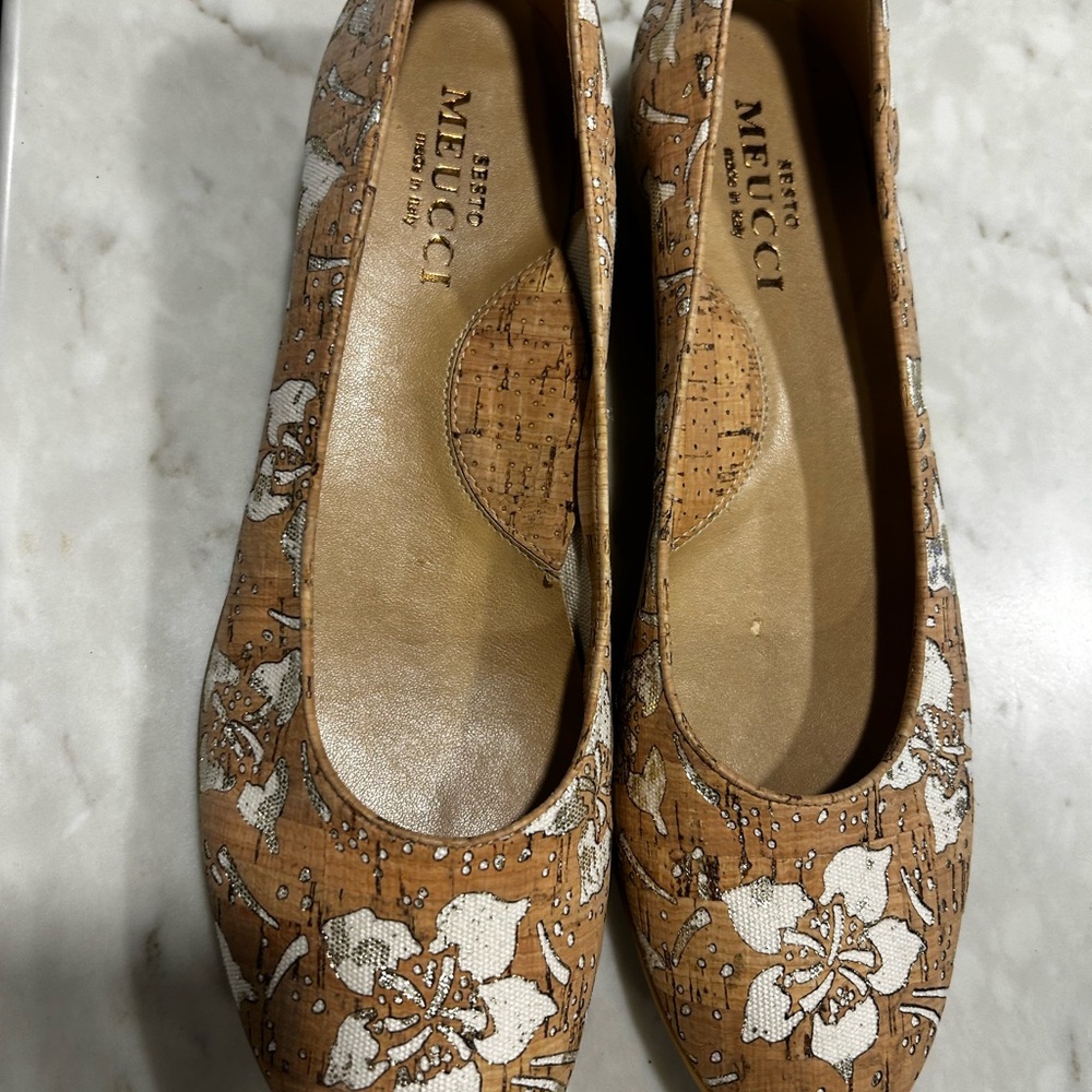 Tan Floral Ballet Flats - Women